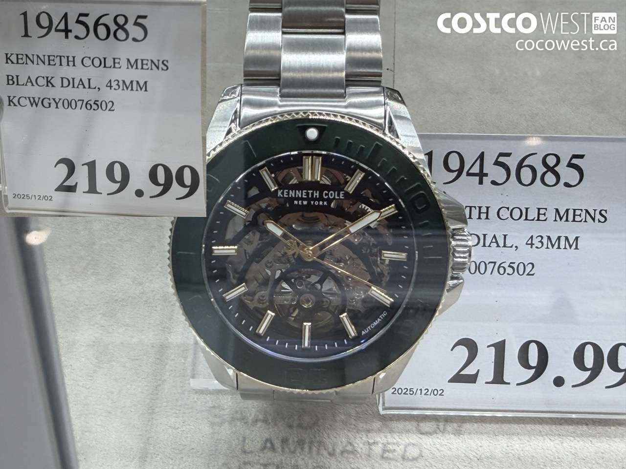 1945685 KENNETH COLE MENS BLACK DIAL 43MM KCWGY0076502 $219.99