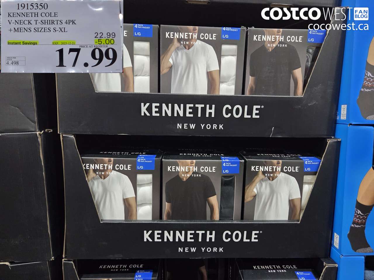 1915350 KENNETH COLE V-NECK T-SHIRTS 4PK MENS SIZES S-XL ($5.00 INSTANT SAVINGS EXPIRES ON 2025-12-21) $17.99