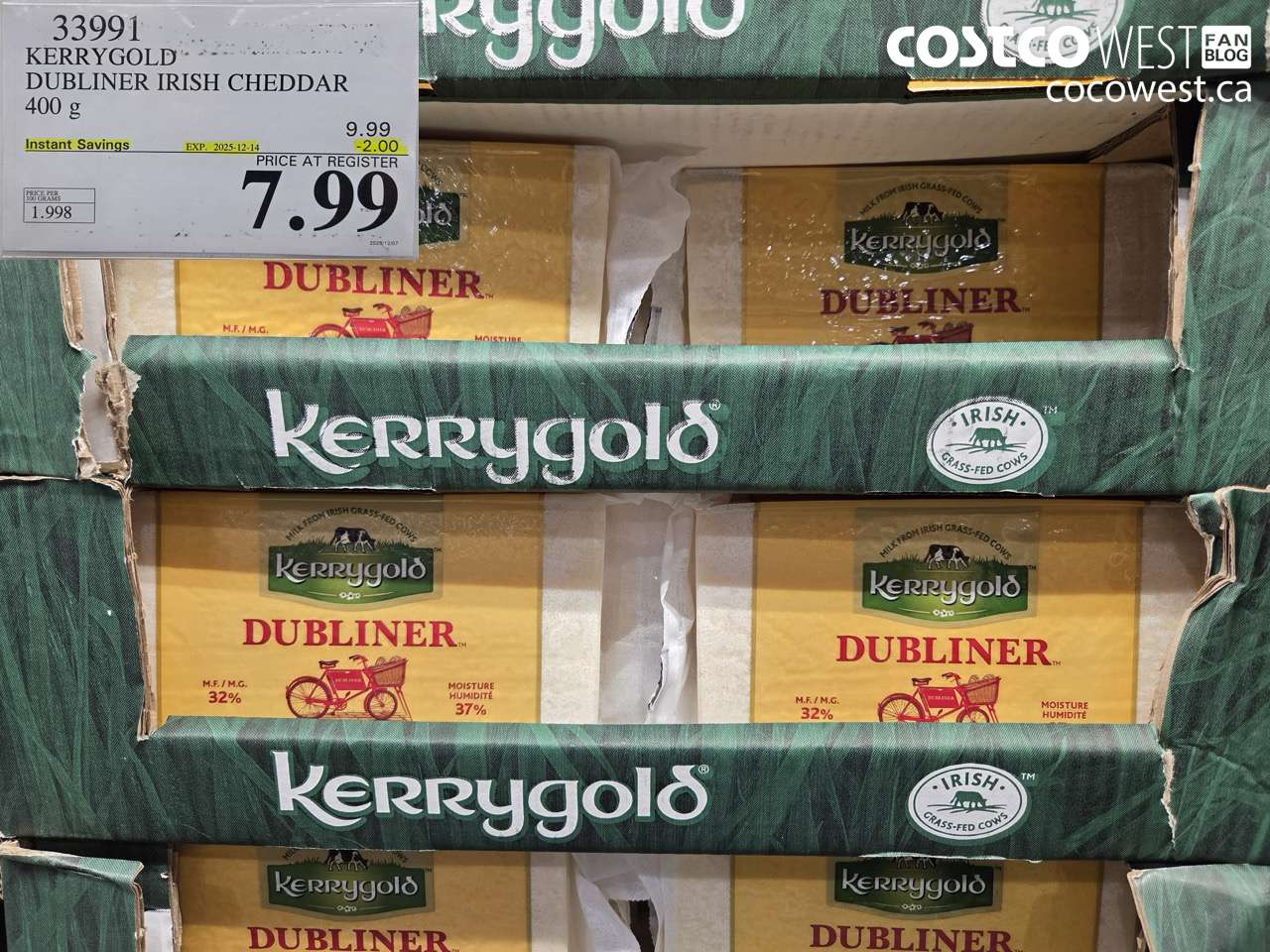 33991 KERRYGOLD DUBLINER IRISH CHEESE 400 g ($2.00 INSTANT SAVINGS EXPIRES ON 2025-12-14) $7.99