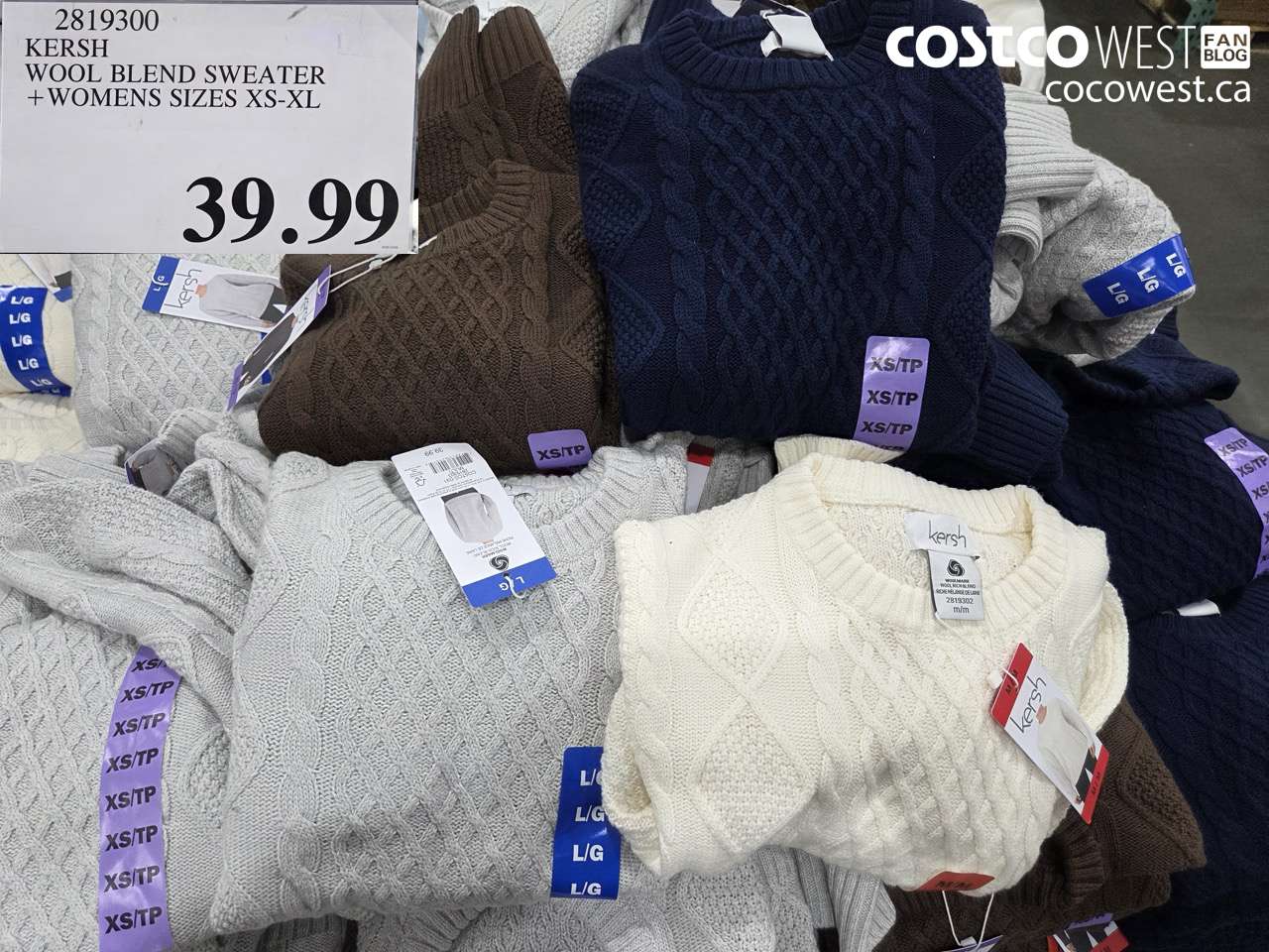 2819300 KERSH WOOL BLEND SWEATER WOMENS SIZES XS-XL $39.99