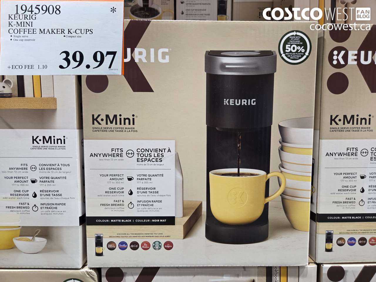 1945908 KEURIG K-MINI COFFEE MAKER K-CUPS $39.97