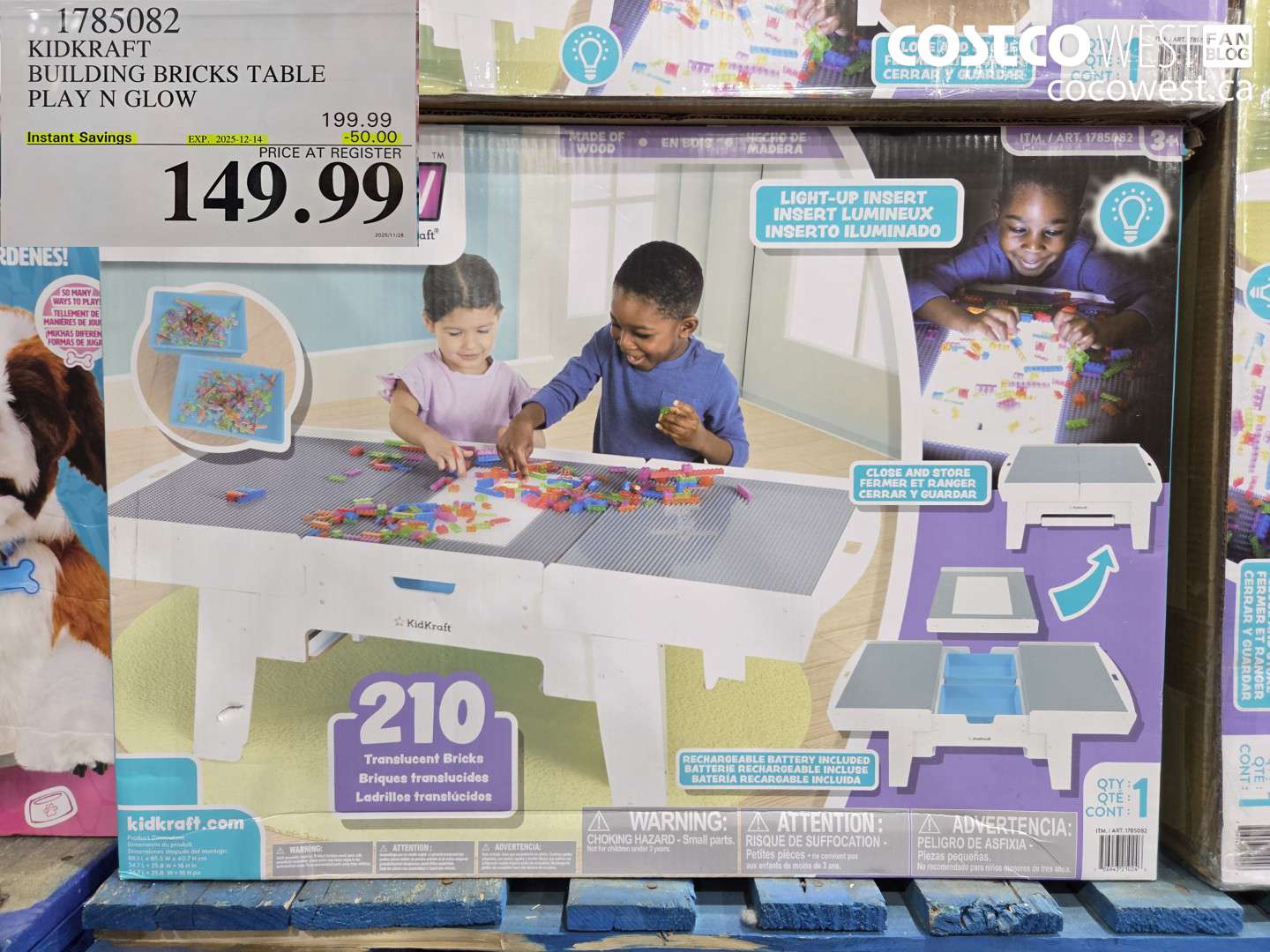 1785082 KIDKRAFT BUILDING BRICKS TABLE PLAY N GLOW ($50.00 INSTANT SAVINGS EXPIRES ON 2025-12-14) $149.99