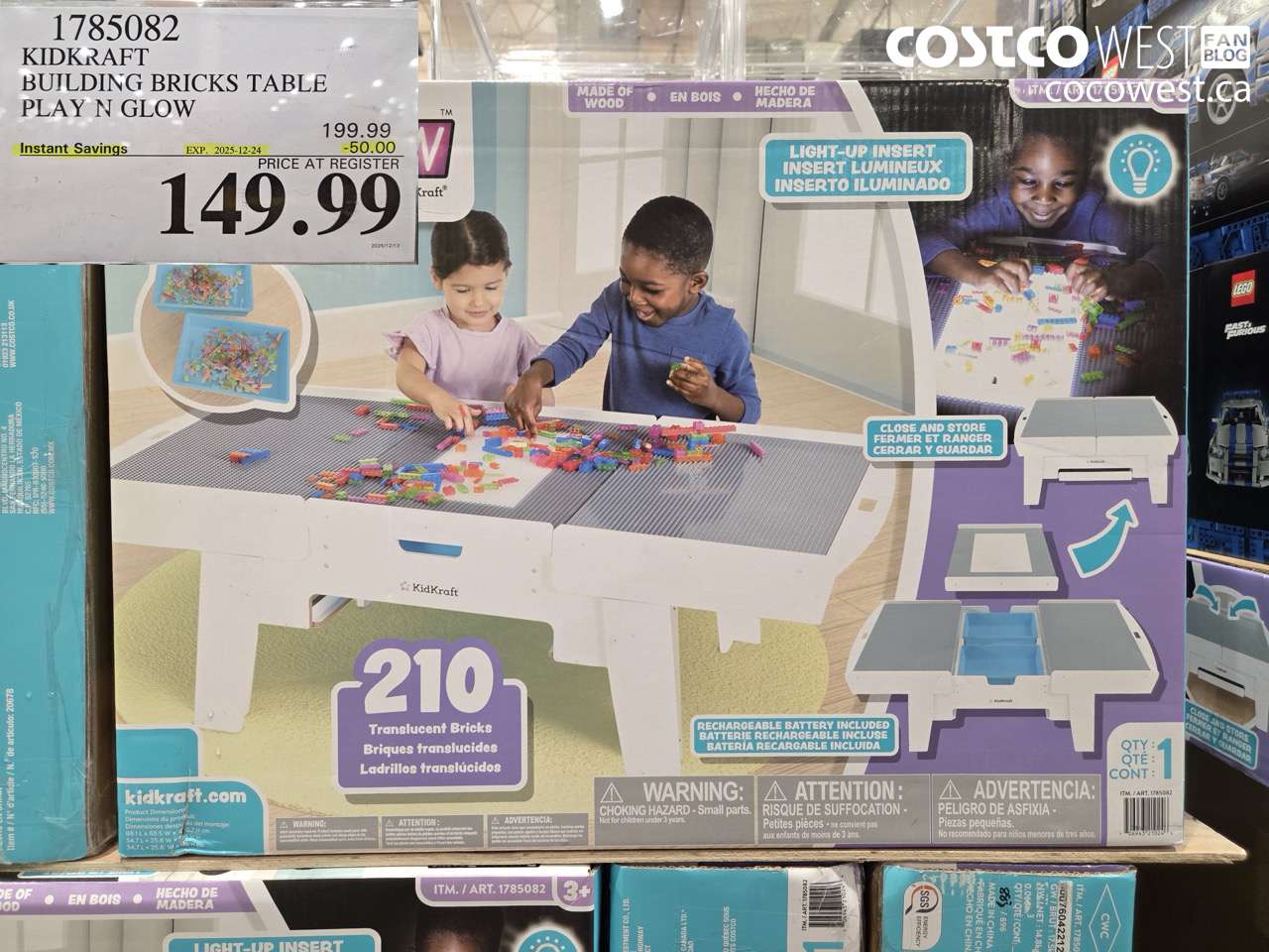 1785082 KIDKRAFT BUILDING BRICKS TABLE PLAY N GLOW ($50.00 INSTANT SAVINGS EXPIRES ON 2025-12-24) $149.99