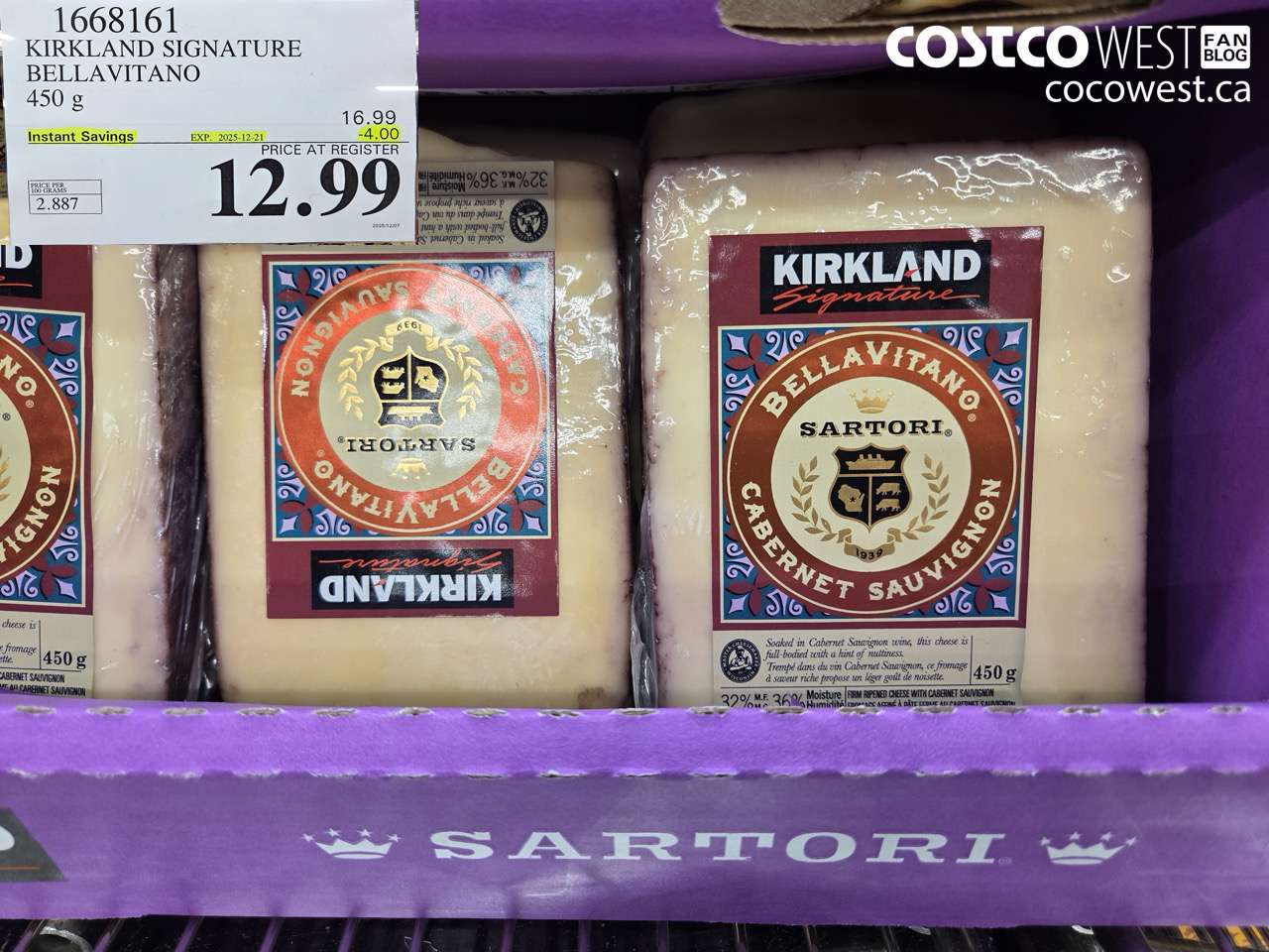 1668161 KIRKLAND SIGNATURE BELLAVITANO 450G ($4.00 INSTANT SAVINGS EXPIRES ON 2025-12-21) $12.99