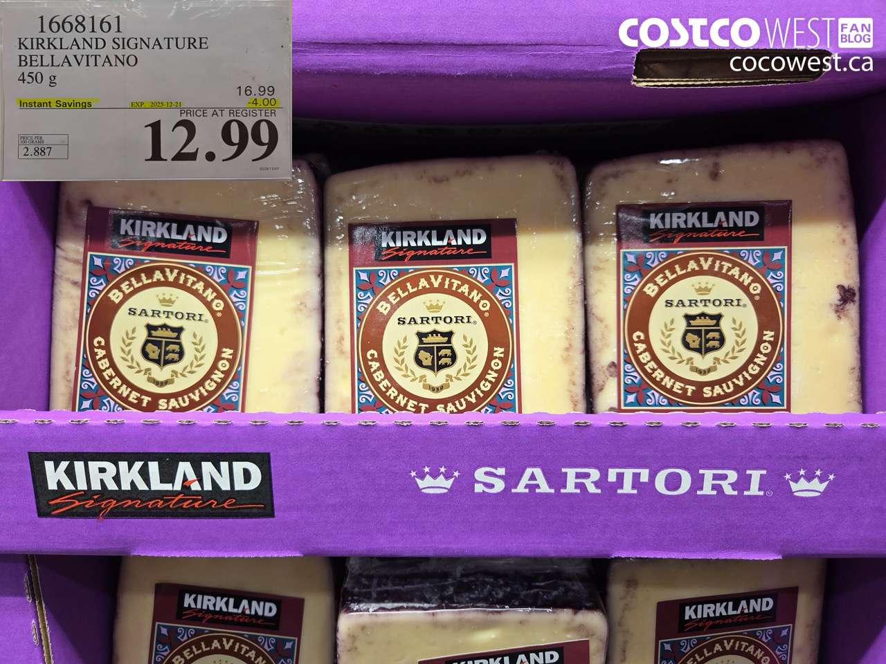 1668161 KIRKLAND SIGNATURE BELLAVITANO 450G ($4.00 INSTANT SAVINGS EXPIRES ON 2025-12-21) $12.99