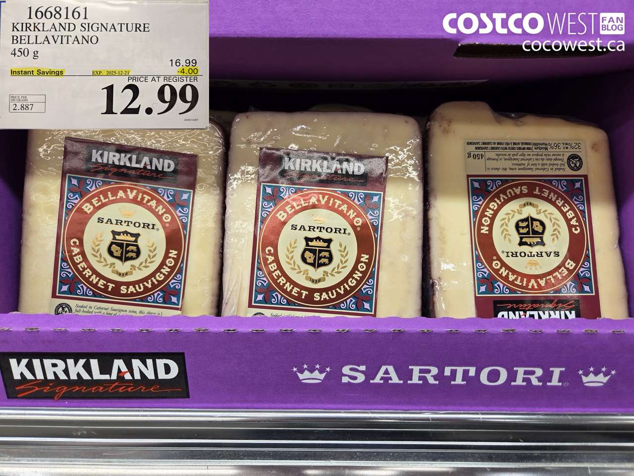 1668161 KIRKLAND SIGNATURE BELLAVITANO 450G ($4.00 INSTANT SAVINGS EXPIRES ON 2025-12-21) $12.99