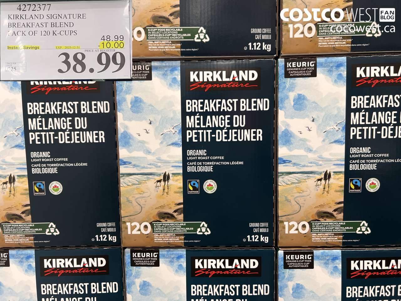 4272377 KIRKLAND SIGNATURE BREAKFAST BLEND PACK OF 120 K-CUPS ($10.00 INSTANT SAVINGS EXPIRES ON 2025-12-31) $38.99