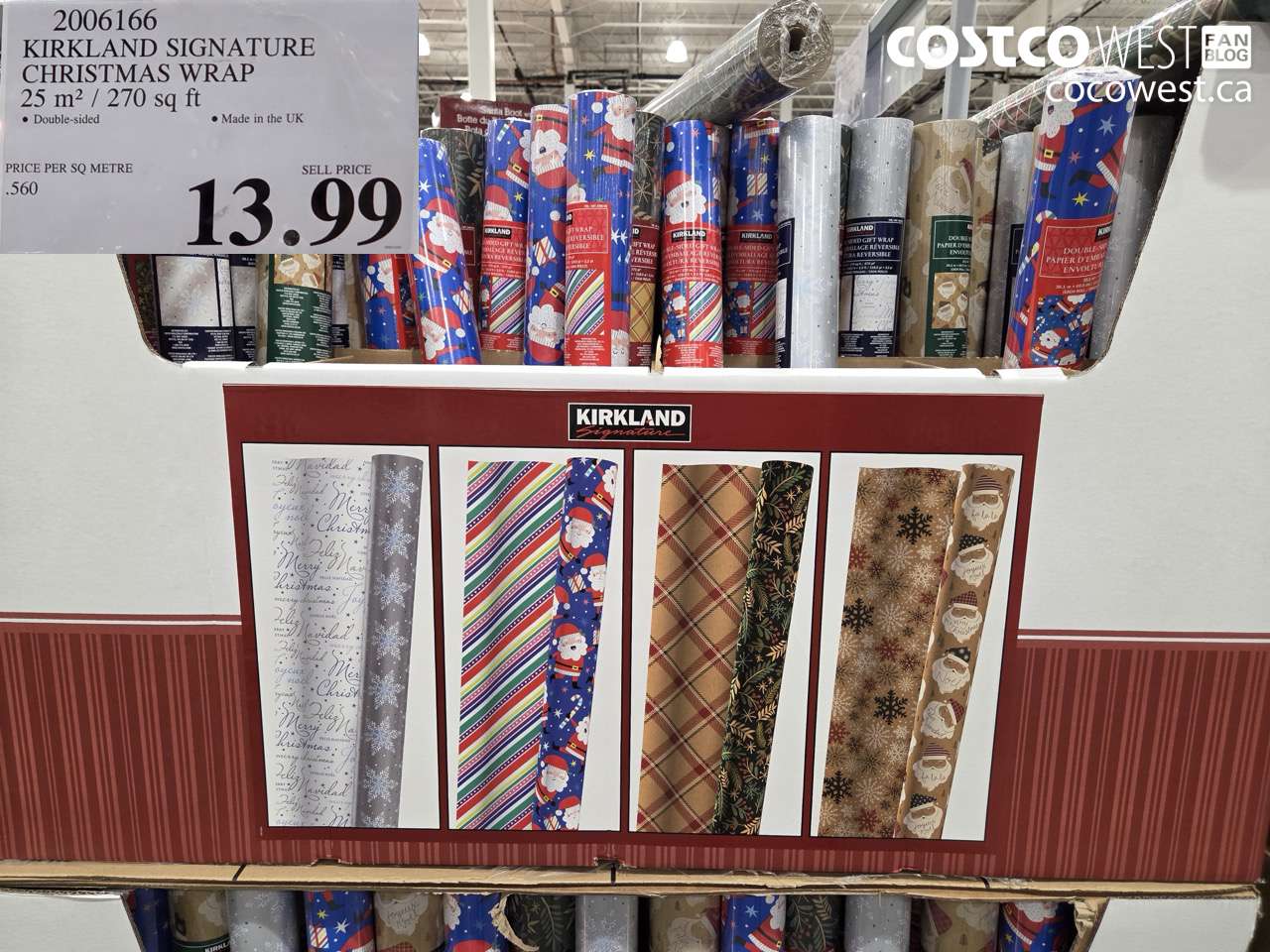 2006166 KIRKLAND SIGNATURE CHRISTMAS WRAP 25 M2 / 269 SQ FT $13.99