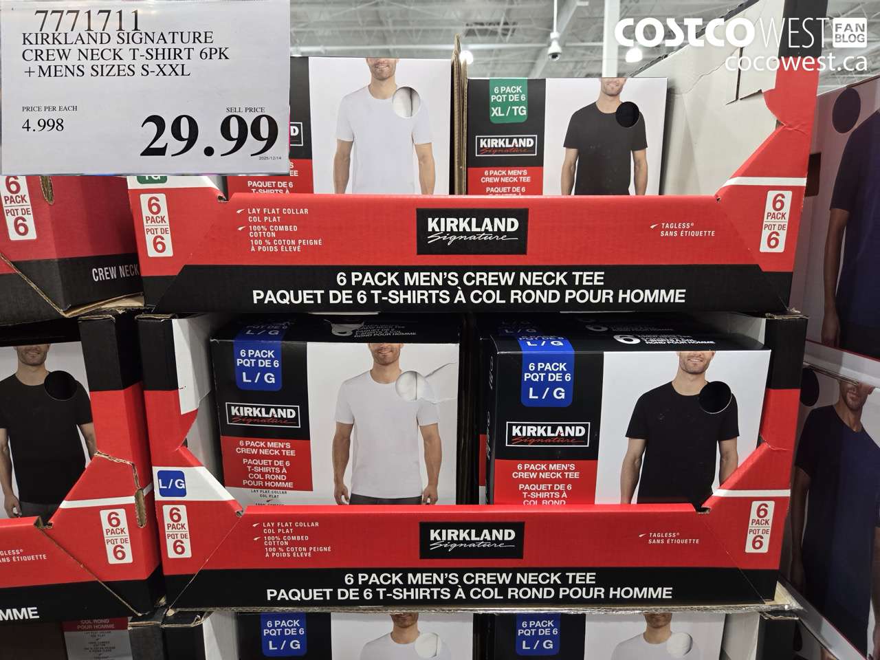 7771711 KIRKLAND SIGNATURE CREW NECK T-SHIRT 6PK MENS SIZES S-XXL $29.99