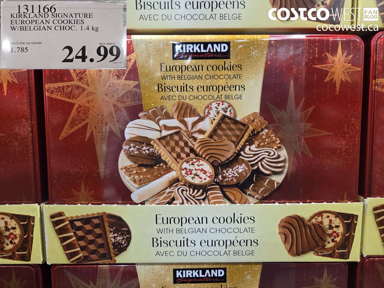 131166 KIRKLAND SIGNATURE EUROPEAN COOKIES W/ BELGIAN CHOC. 1.4 KG $24.99