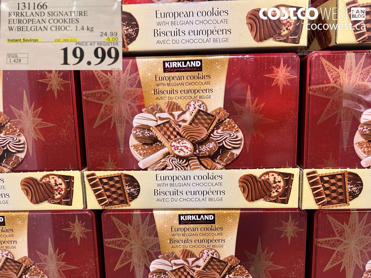 131166 KIRKLAND SIGNATURE EUROPEAN COOKIES W/ BELGIAN CHOC. 1.4 KG ($5.00 INSTANT SAVINGS EXPIRES ON 2025-12-31) $19.99