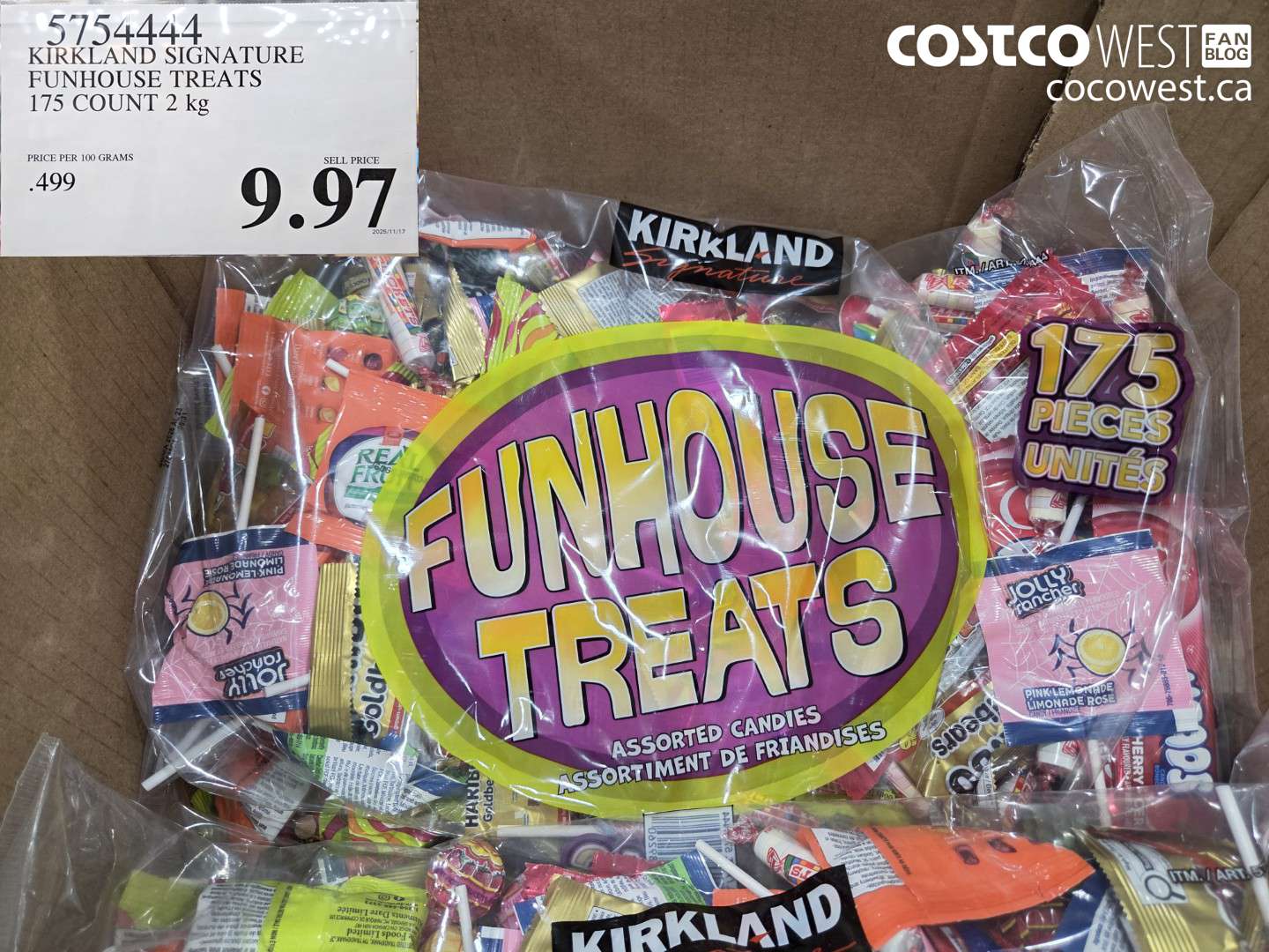 5754444 KIRKLAND SIGNATURE FUNHOUSE TREATS 175 COUNT $9.97