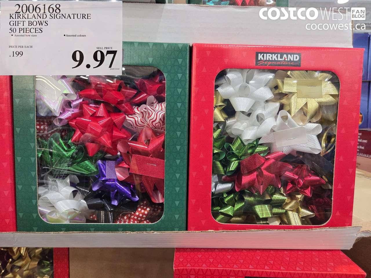 2006168 KIRKLAND SIGNATURE GIFT BOWS 50 PIECES $9.97