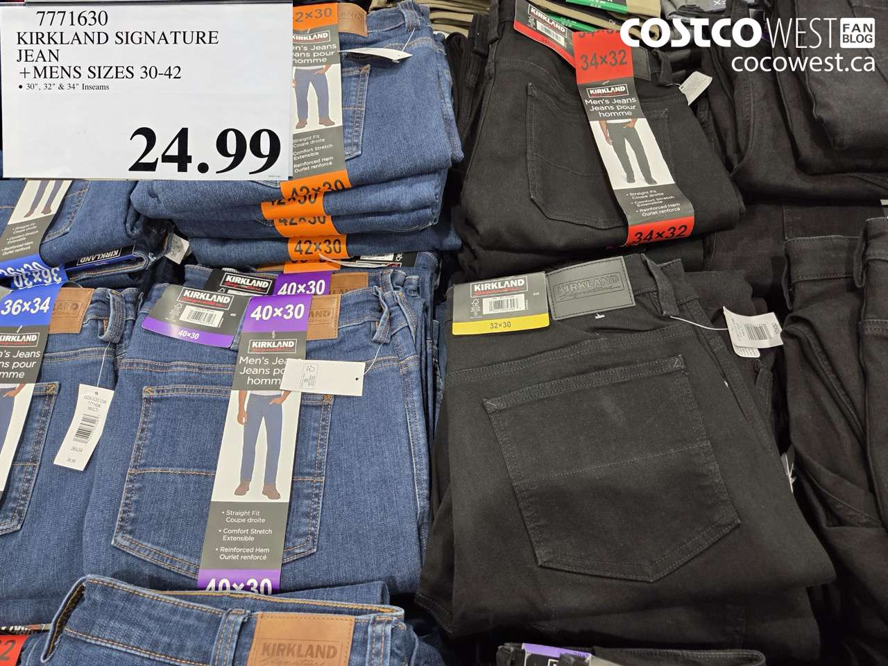7771630 KIRKLAND SIGNATURE JEAN MENS SIZES 30-42 $24.99