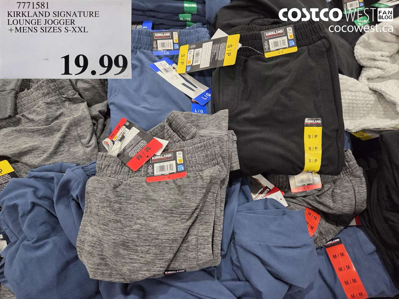 7771581 KIRKLAND SIGNATURE LOUNGE JOGGER MENS SIZES S-XXL $19.99
