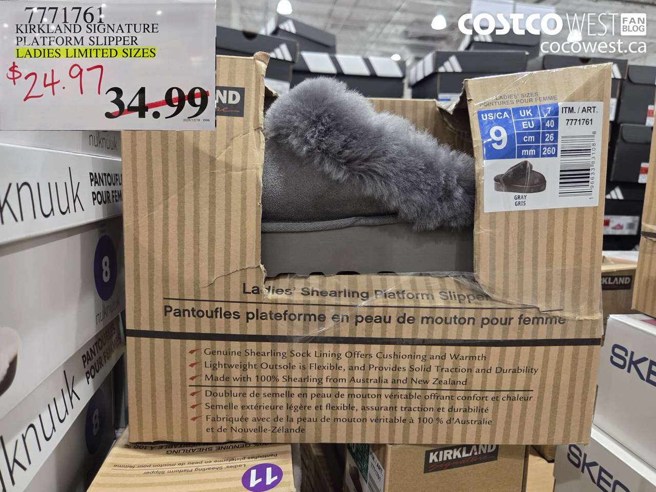 7771761 KIRKLAND SIGNATURE PLATFORM SLIPPER LADIES LIMITED SIZES $24.97