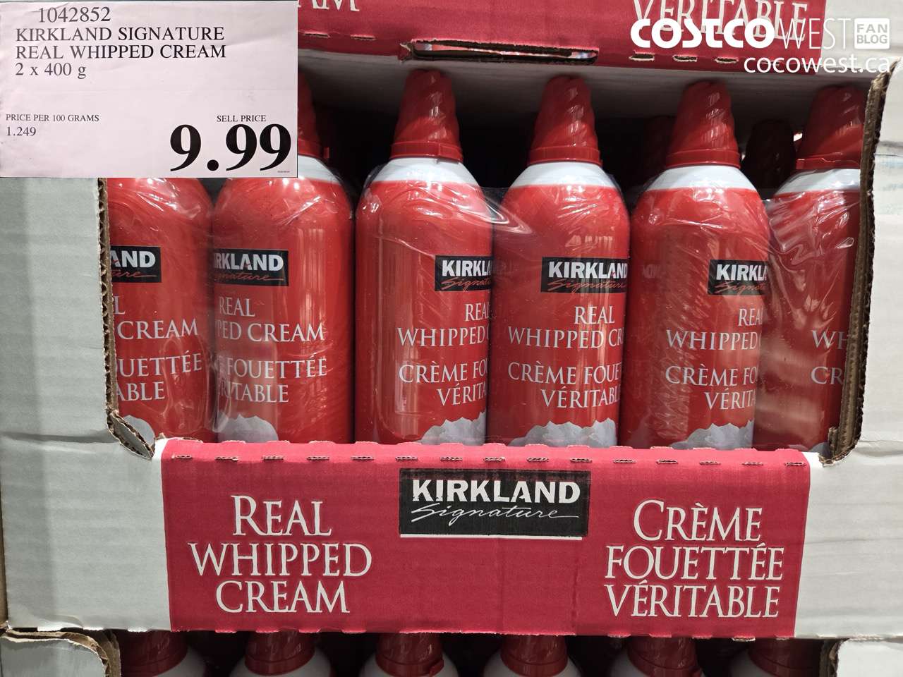 1042852 KIRKLAND SIGNATURE REAL WHIPPED CREAM 2 x 400 g $9.99