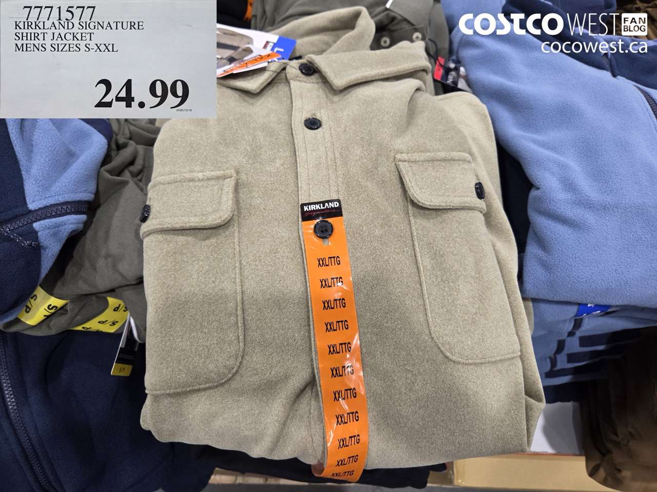 7771577 KIRKLAND SIGNATURE SHIRT JACKET MENS SIZES S-XXL $24.99