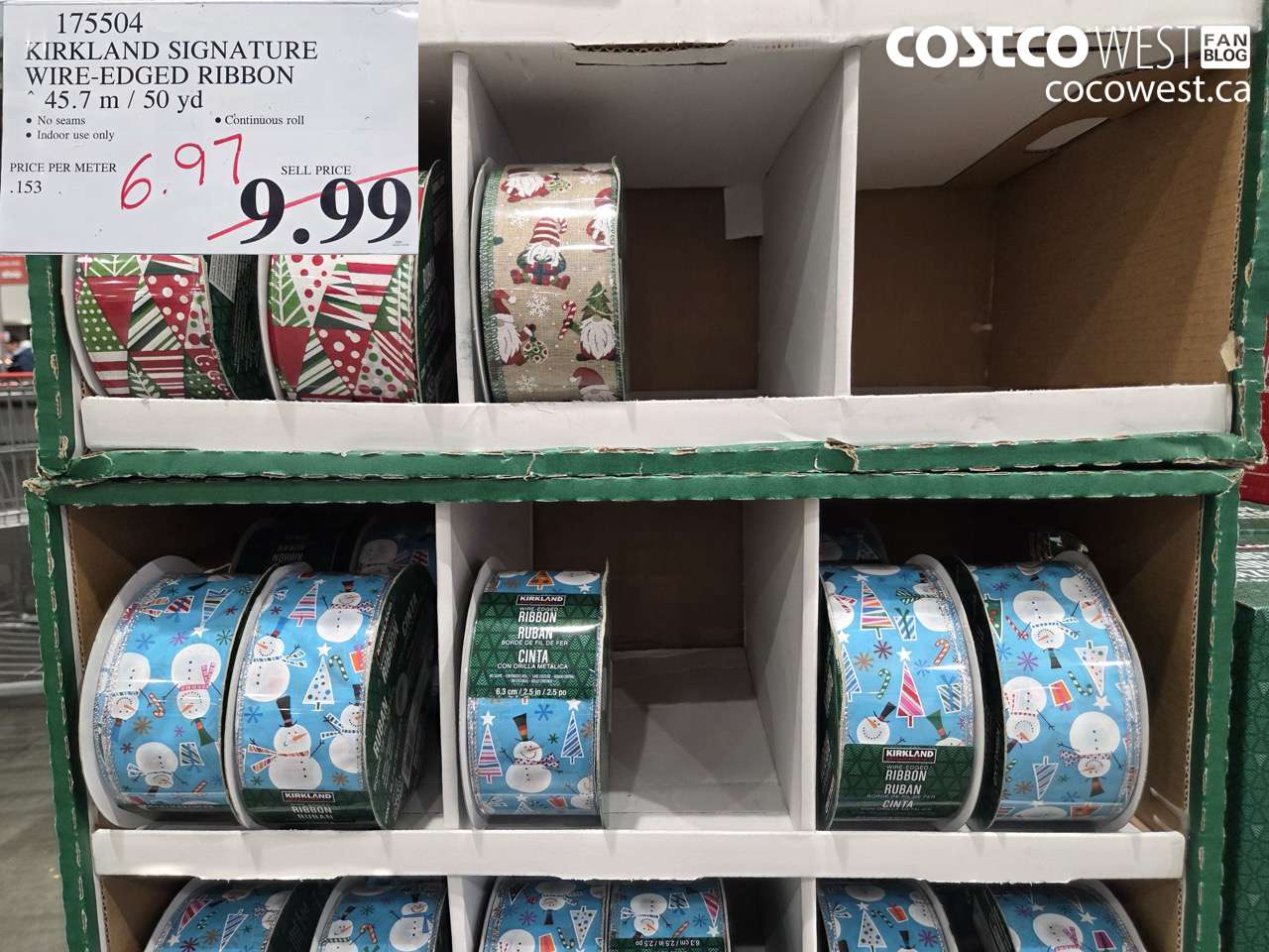 175504 KIRKLAND SIGNATURE WIRE-EDGED RIBBON 45.7M / 50 YD $6.97