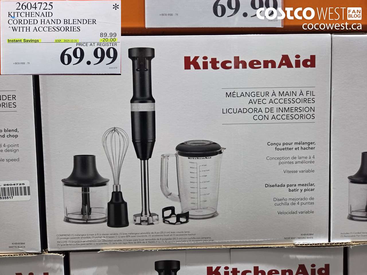 2604725 KITCHENAID CORDLESS HAND BLENDER WITH ACCESSORIES ($20.00 INSTANT SAVINGS EXPIRES ON 2025-12-31) $69.99
