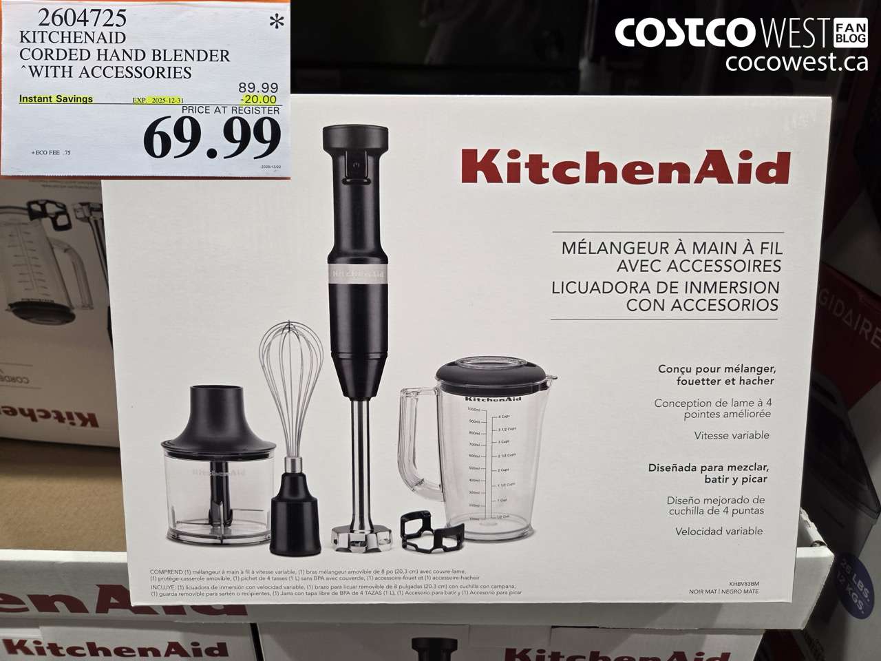 2604725 KITCHENAID CORDLESS HAND BLENDER WITH ACCESSORIES ($20.00 INSTANT SAVINGS EXPIRES ON 2025-12-31) $69.99