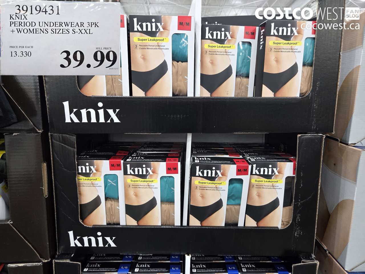 3919431 KNIX PERIOD UNDERWEAR 3PK WOMENS SIZES S-XXL $39.99