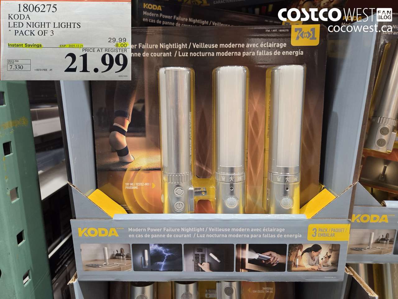 1806275 KODA LED NIGHT LIGHTS PACK OF 3 ($8.00 INSTANT SAVINGS EXPIRES ON 2025-12-21) $21.99