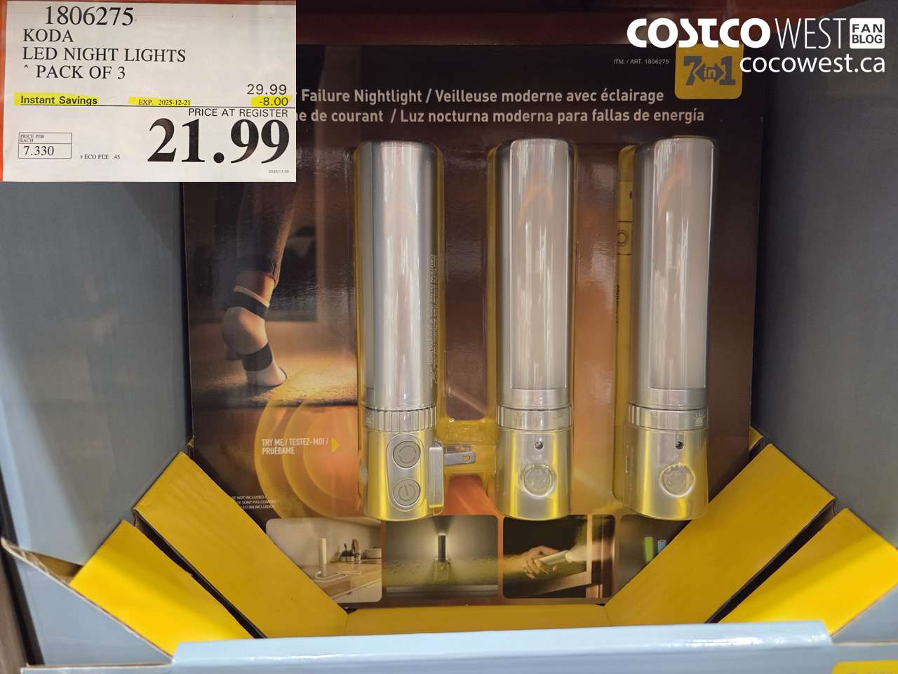 1806275 KODA LED NIGHT LIGHTS PACK OF 3 ($8.00 INSTANT SAVINGS EXPIRES ON 2025-12-21) $21.99