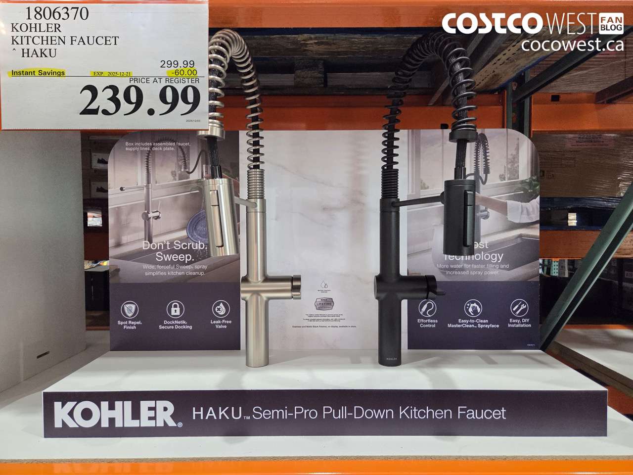 1806370 KOHLER KITCHEN FAUCET HAKU ($60.00 INSTANT SAVINGS EXPIRES ON 2025-12-21) $239.99