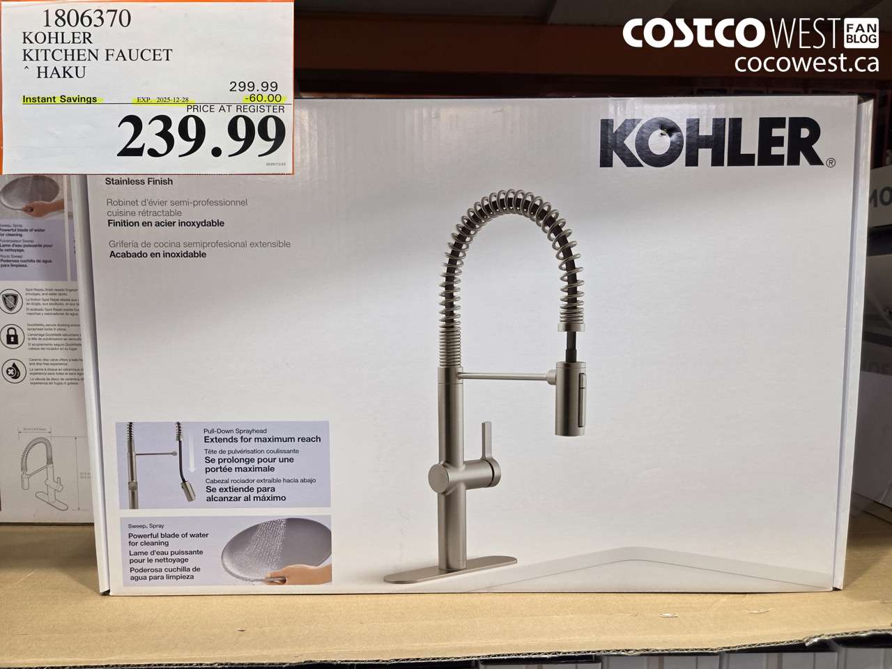 1806370 KOHLER KITCHEN FAUCET HAKU ($60.00 INSTANT SAVINGS EXPIRES ON 2025-12-28) $239.99