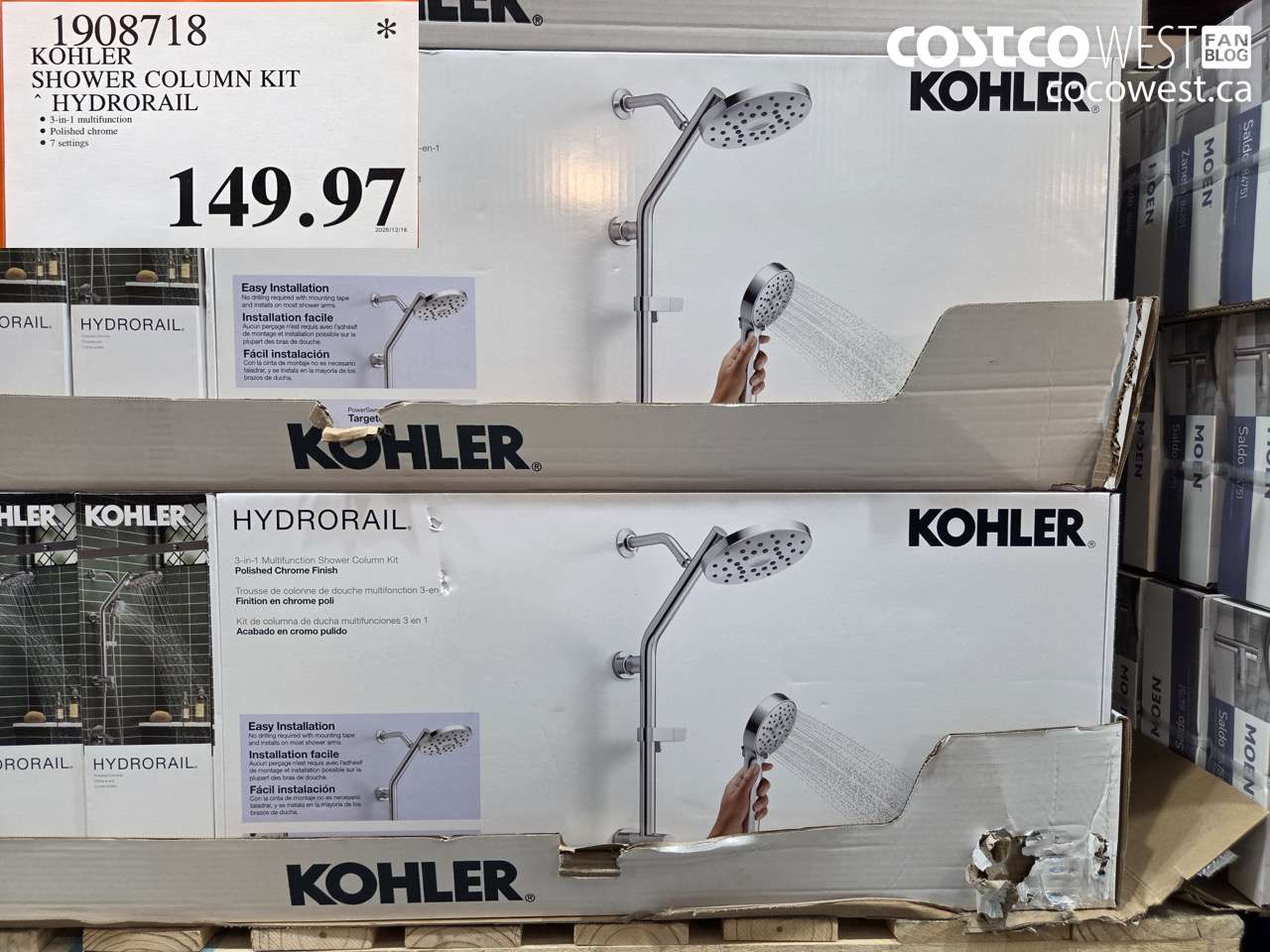 1908718 KOHLER SHOWER COLUMN KIT HYDRORAIL $149.97