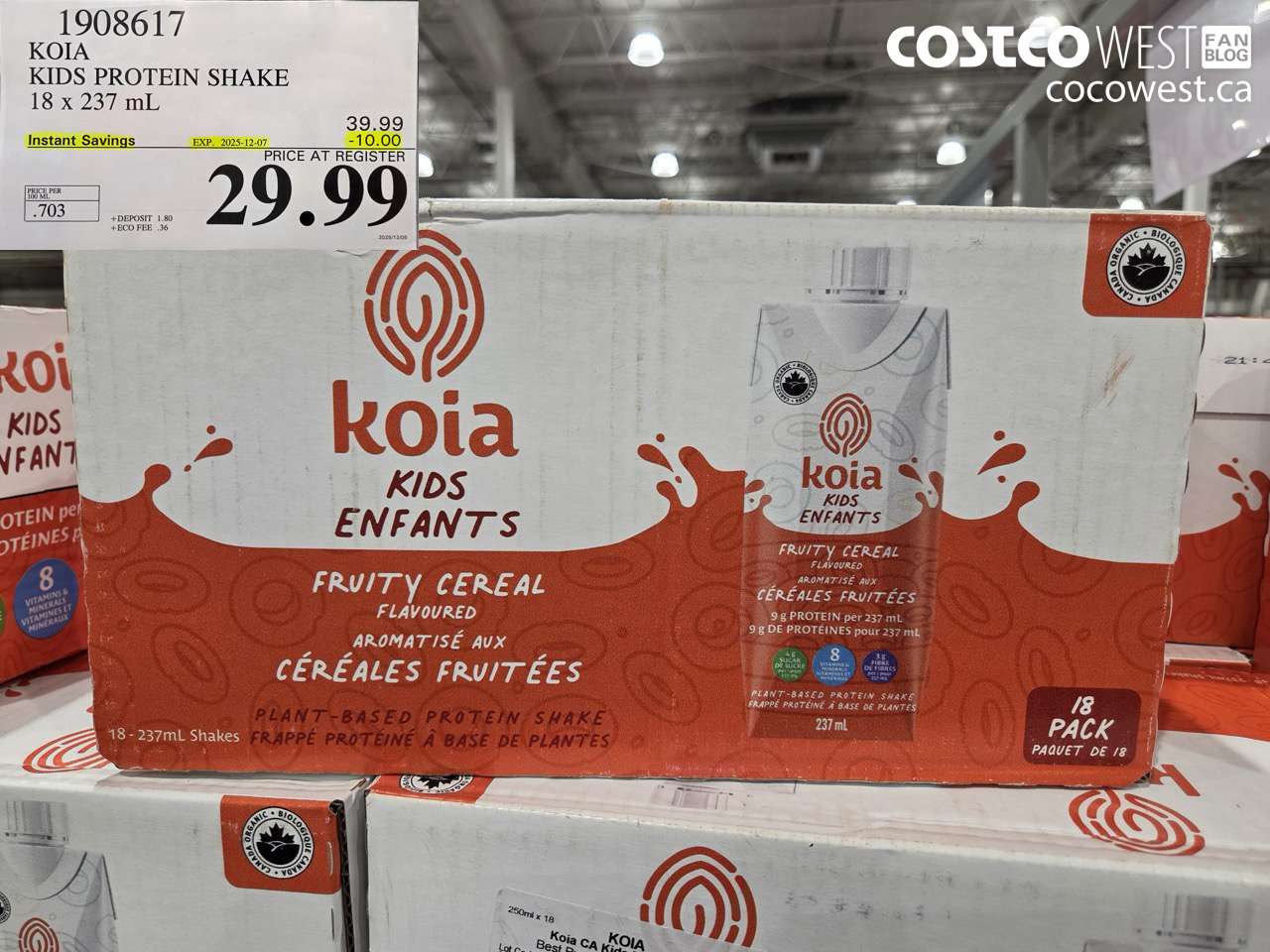 1908617 KOIA KIDS PROTEIN SHAKE 18 X 237 ML ($10.00 INSTANT SAVINGS EXPIRES ON 2025-12-07) $29.99