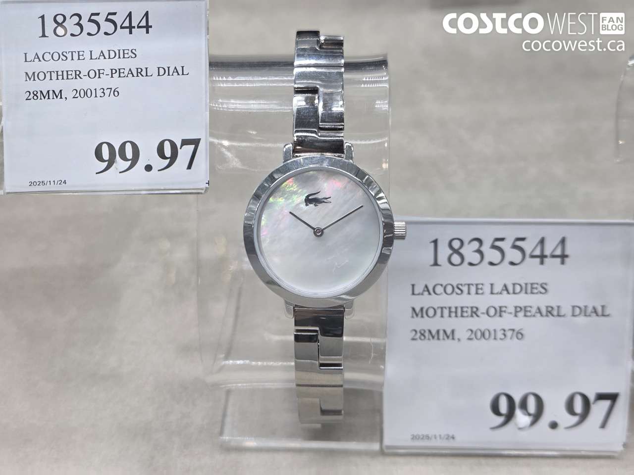 1835544 LACOSTE LADIES MOTHER-OF-PEARL DIAL 28MM, 2001376 $99.97