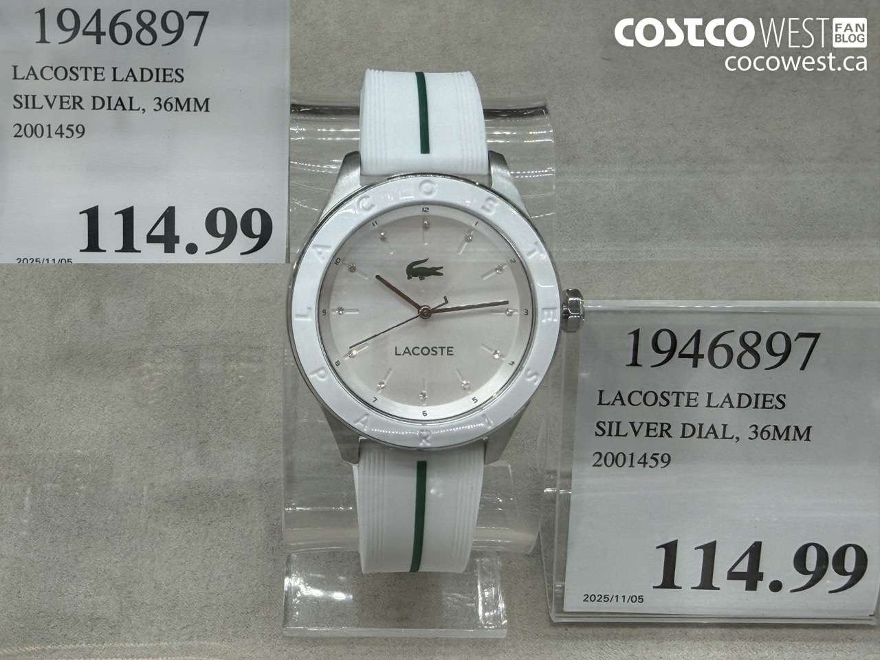 1946897 LACOSTE LADIES SILVER DIAL, 36MM 2001459 $114.99
