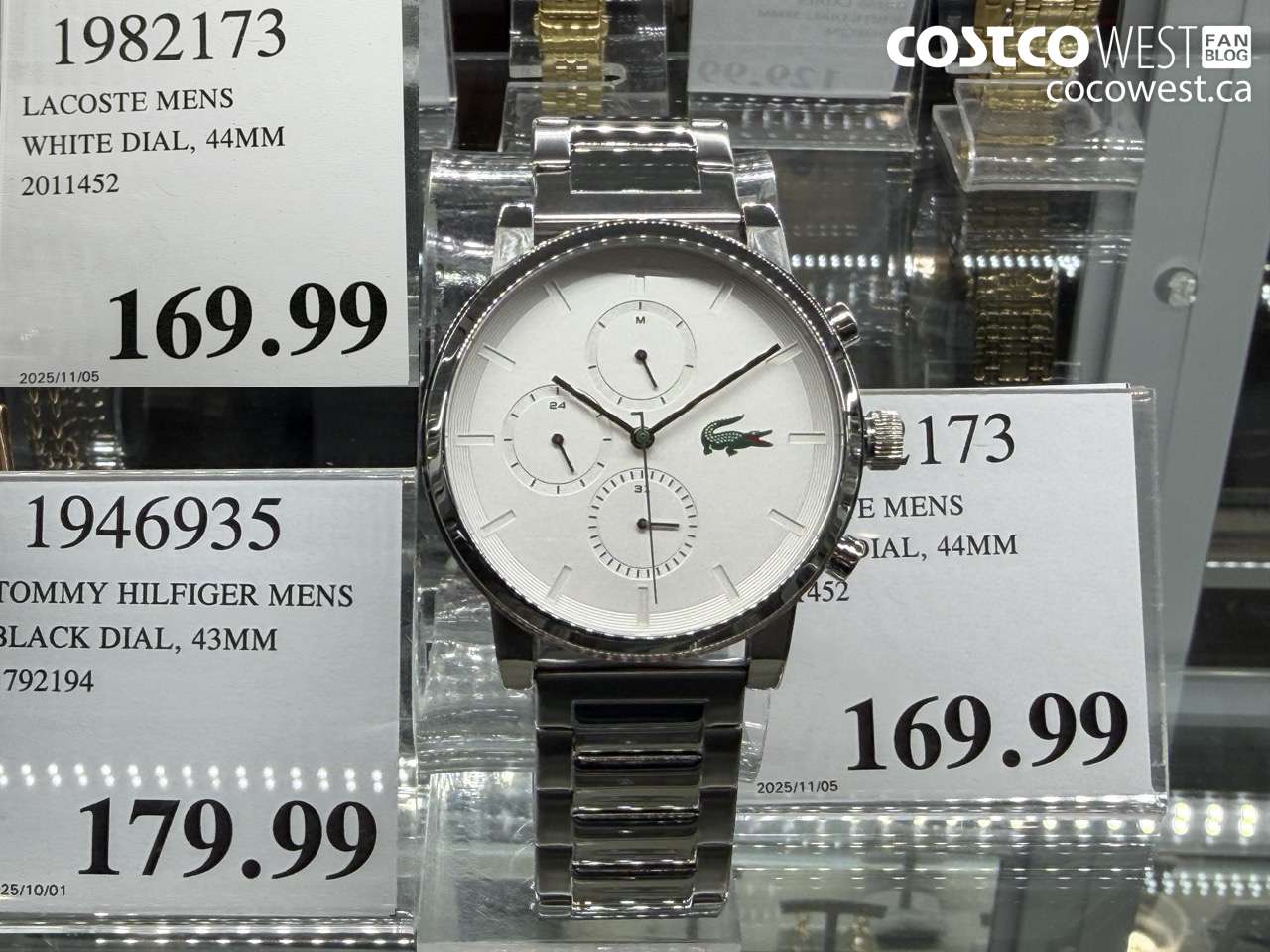 1982173 LACOSTE MENS WHITE DIAL 44MM 2011452 $169.99