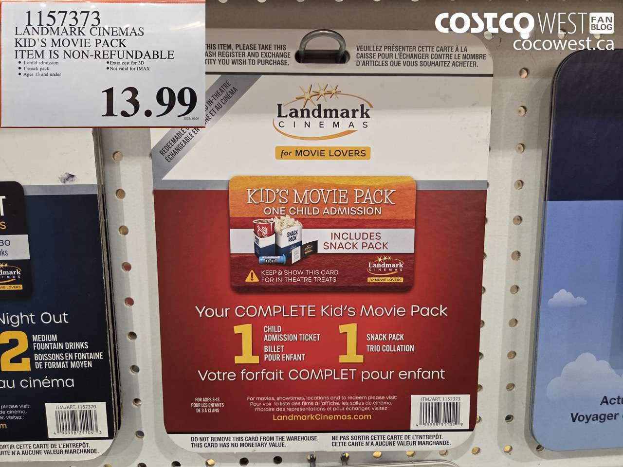 1157373 LANDMARK CINEMAS KID'S MOVIE PACK $13.99