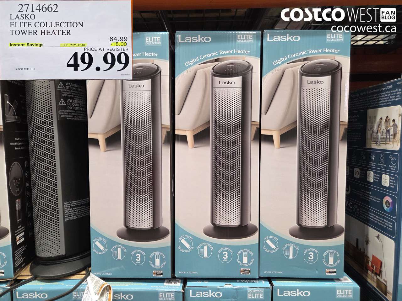 2714662 LASKO ELITE COLLECTION TOWER HEATER ($15.00 INSTANT SAVINGS EXPIRES ON 2025-12-10) $49.99