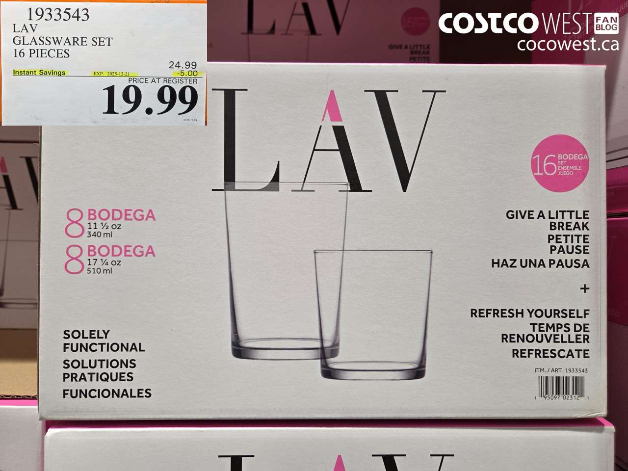1933543 LAV GLASSWARE SET 16 PIECES ($5.00 INSTANT SAVINGS EXPIRES ON 2025-12-21) $19.99