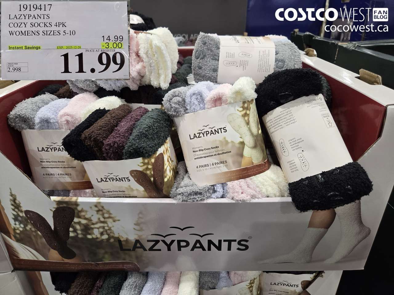 1919417 LAZYPANTS COZY SOCKS 4PK WOMENS SIZES 5-10 ($3.00 INSTANT SAVINGS EXPIRES ON 2025-12-28) $11.99