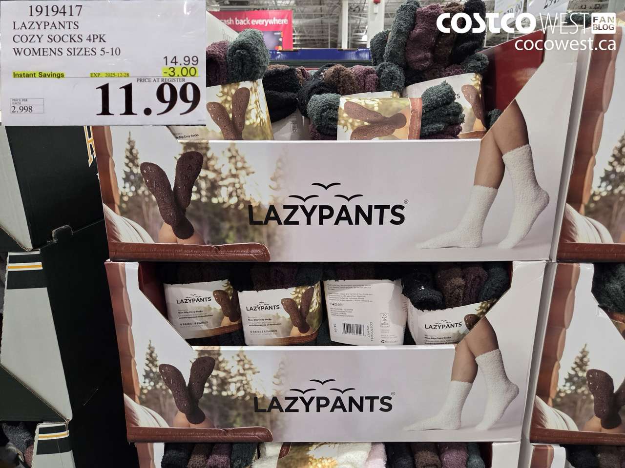 1919417 LAZYPANTS COZY SOCKS 4PK WOMENS SIZES 5-10 ($3.00 INSTANT SAVINGS EXPIRES ON 2025-12-28) $11.99