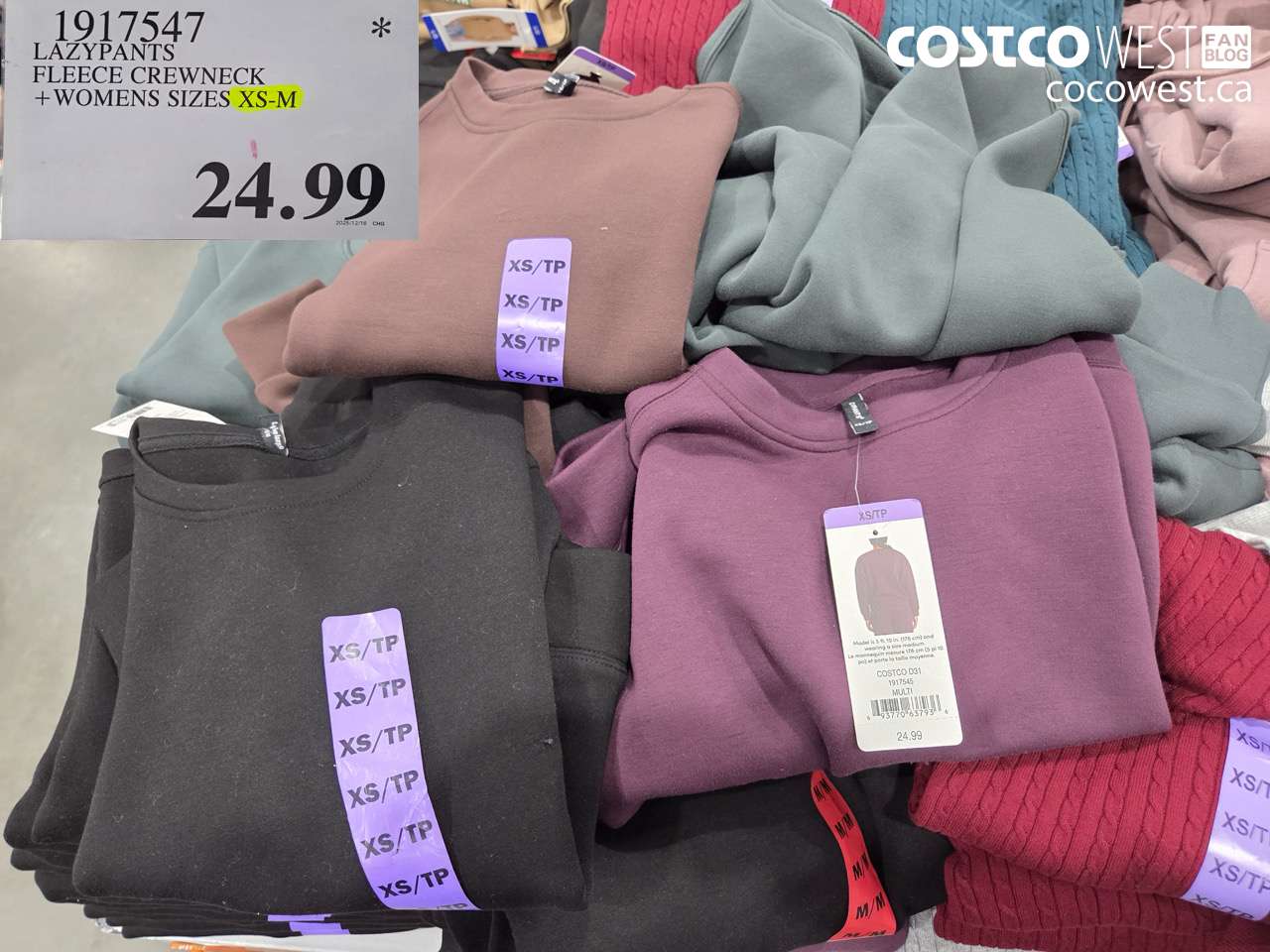 1917547 LAZYPANTS FLEECE CREWNECK WOMENS SIZES XS-M $24.99