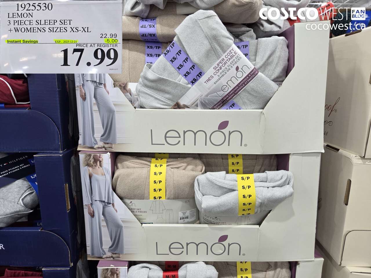 1925530 LEMON 3 PIECE SLEEP SET WOMENS SIZES XS-XL ($5.00 INSTANT SAVINGS EXPIRES ON 2025-12-21) $17.99