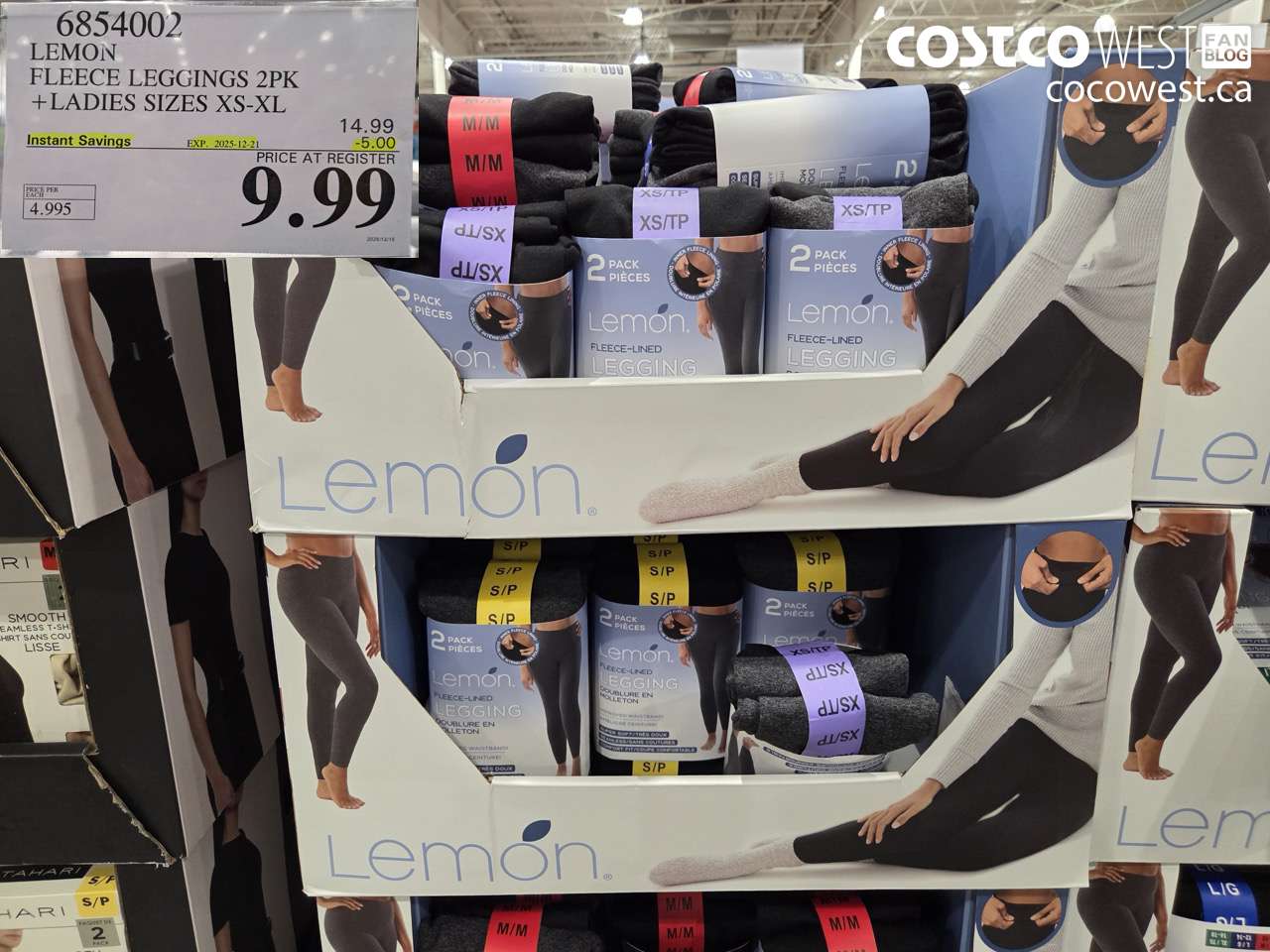 6854002 LEMON FLEECE LEGGINGS 2PK LADIES SIZES XS-XL ($5.00 INSTANT SAVINGS EXPIRES ON 2025-12-21) $9.99