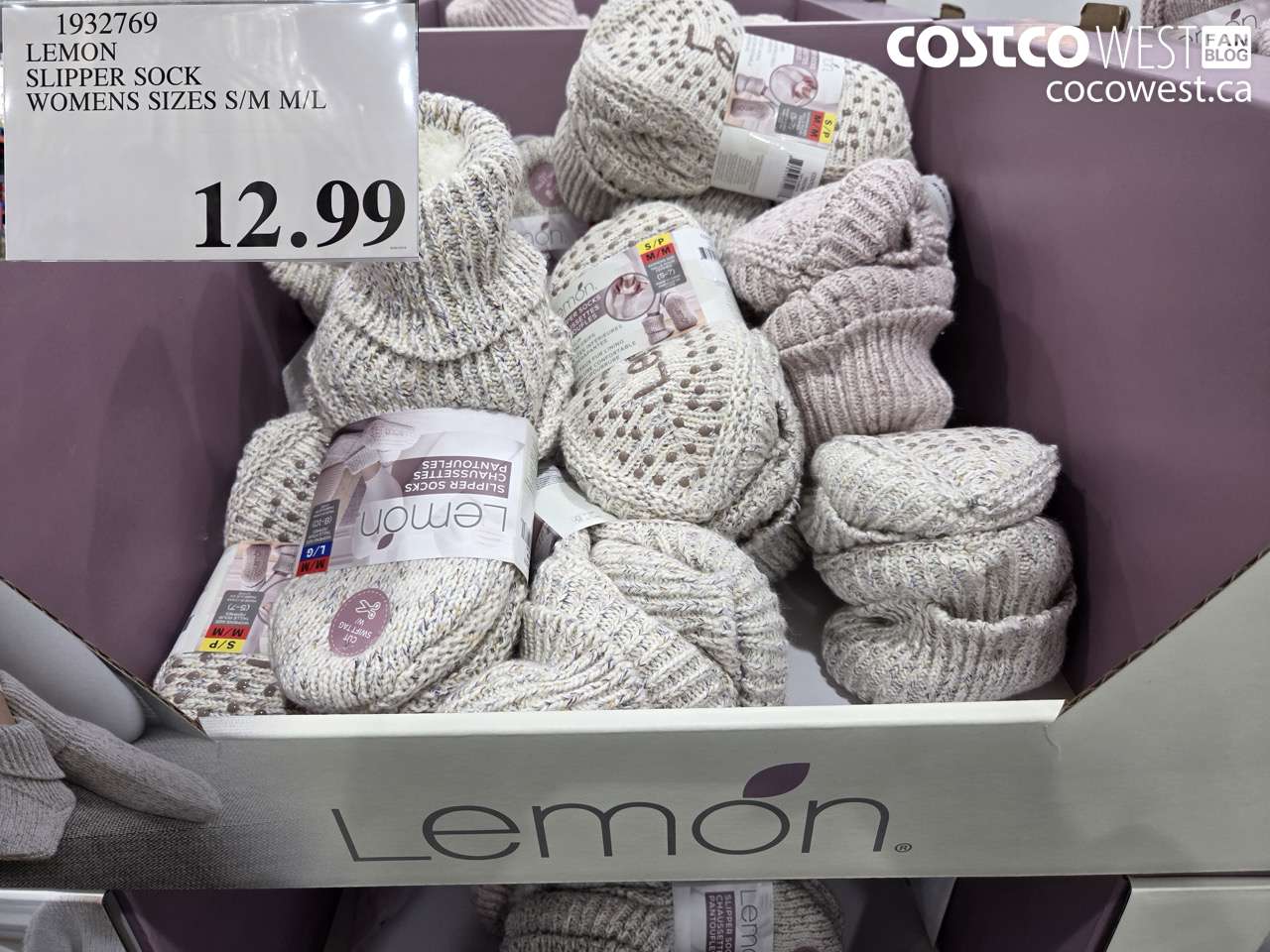 1932769 LEMON SLIPPER SOCK WOMENS SIZES S/M M/L $12.99