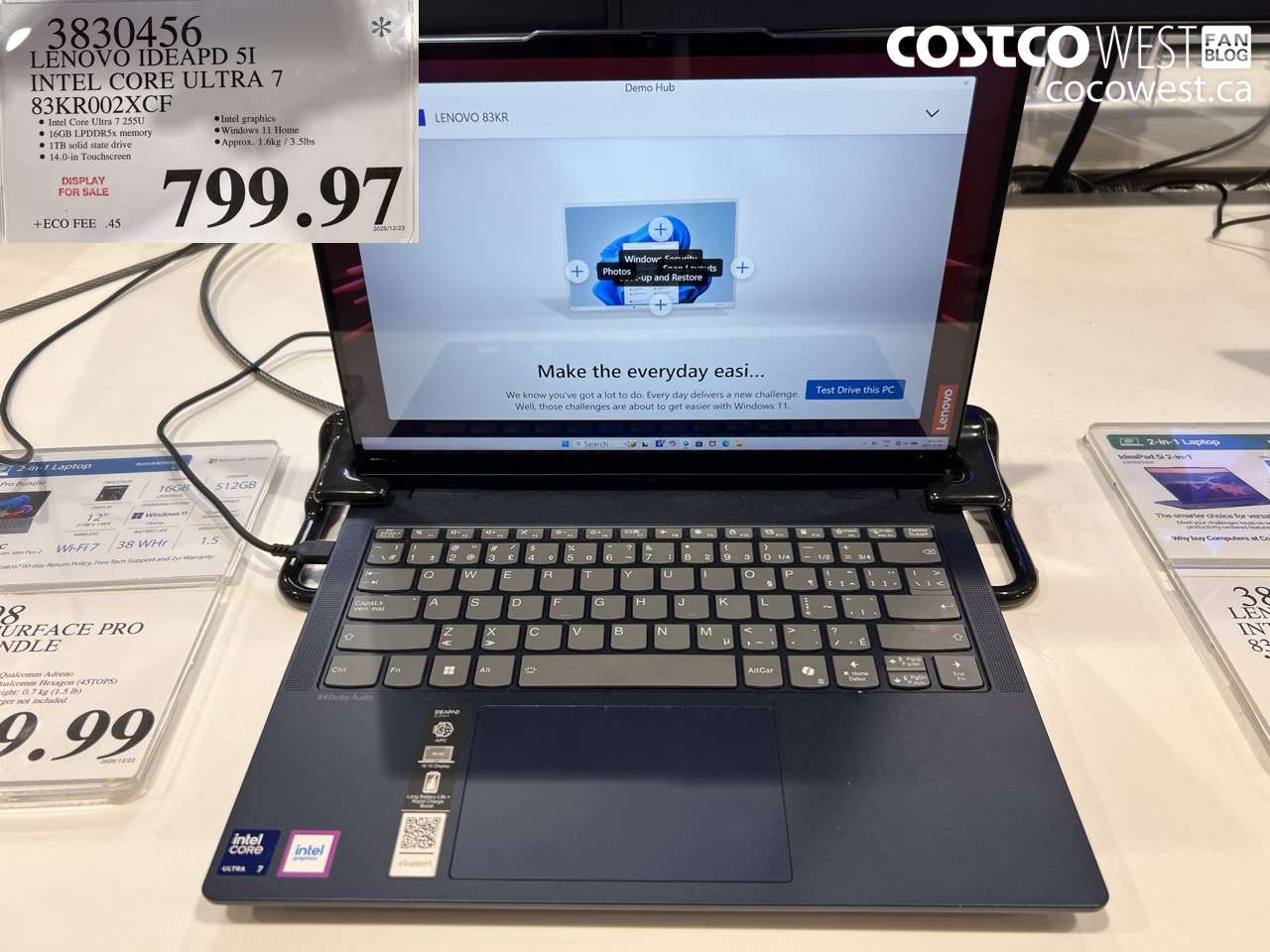 3830456 LENOVO IDEAPD 5I INTEL CORE ULTRA 7 83KR002XCF $799.97