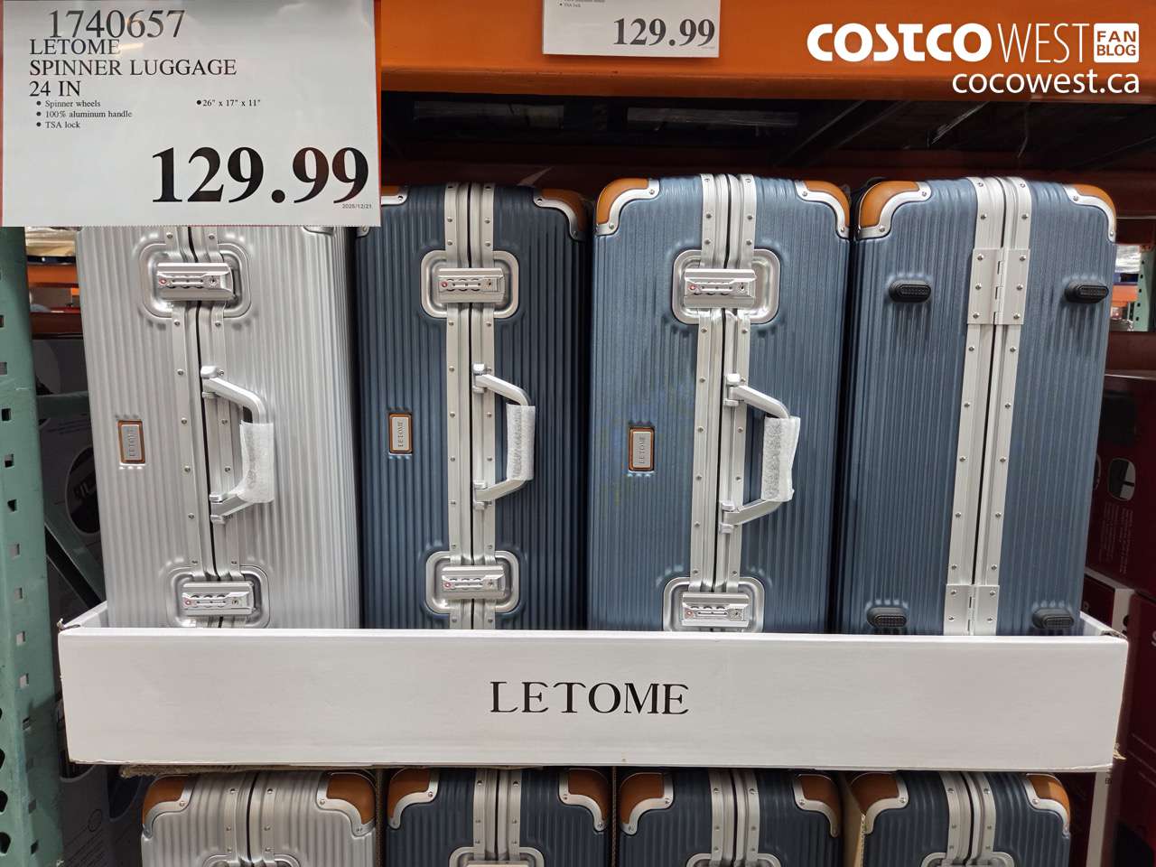 1740657 LETOME SPINNER LUGGAGE 24 IN $129.99