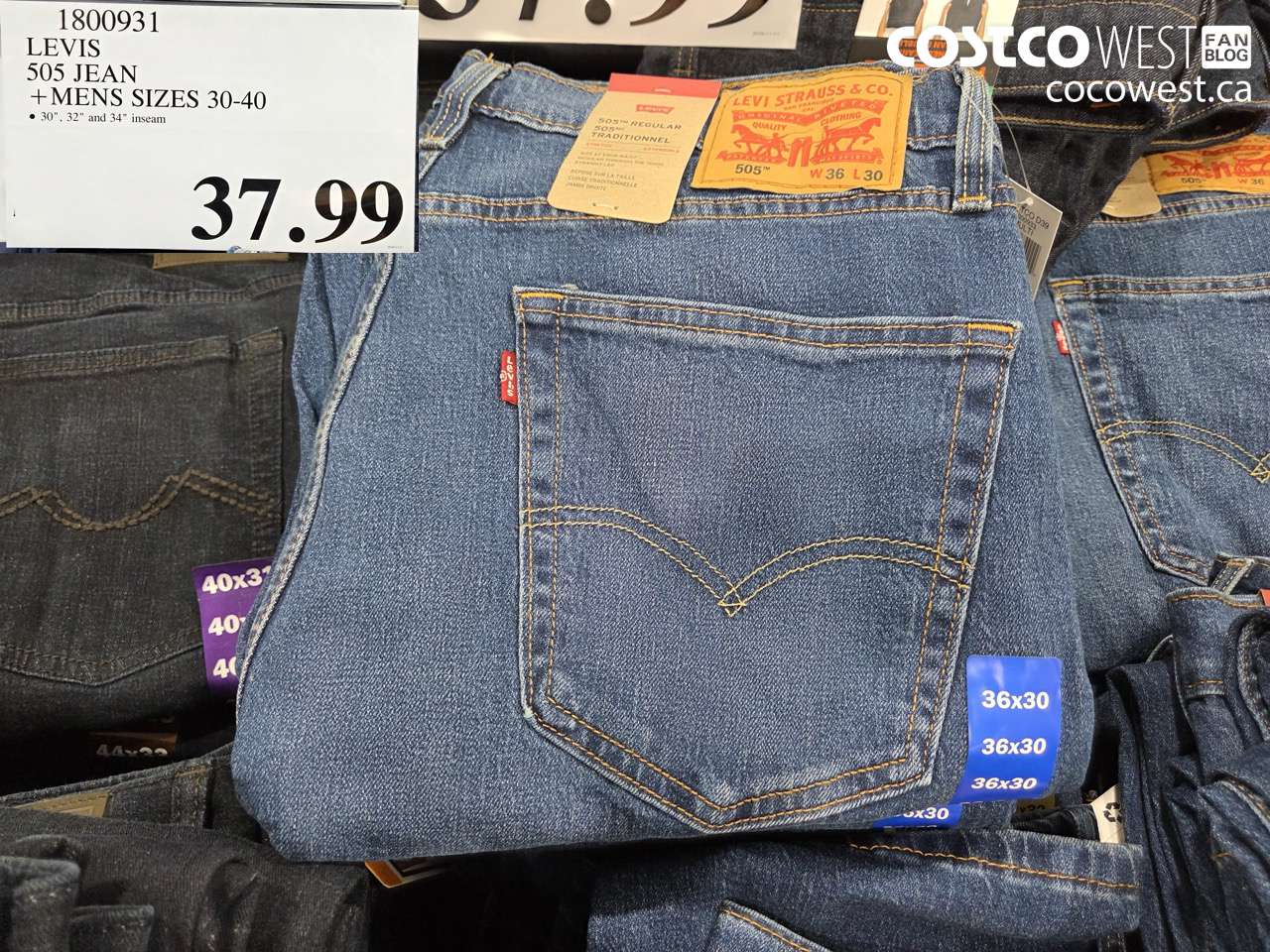 1800931 LEVIS 505 JEAN MENS SIZES 30-40 $37.99