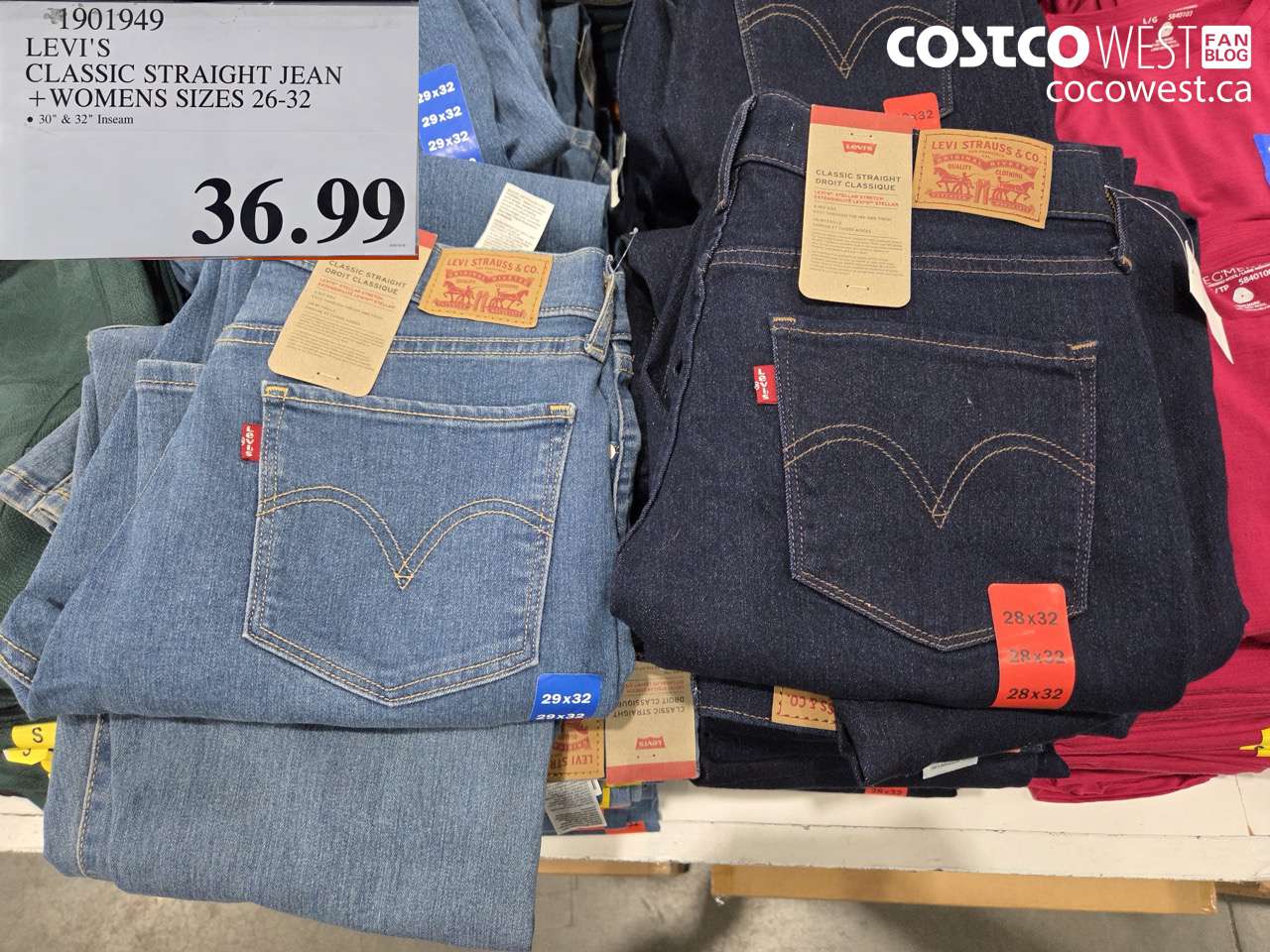 1901949 LEVI'S CLASSIC STRAIGHT JEAN WOMENS SIZES 26-32 $36.99