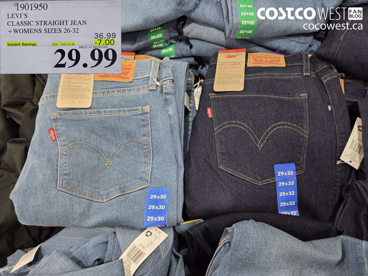 1901950 LEVI'S CLASSIC STRAIGHT JEAN WOMENS SIZES 26-32 ($7.00 INSTANT SAVINGS EXPIRES ON 2025-12-26) $29.99