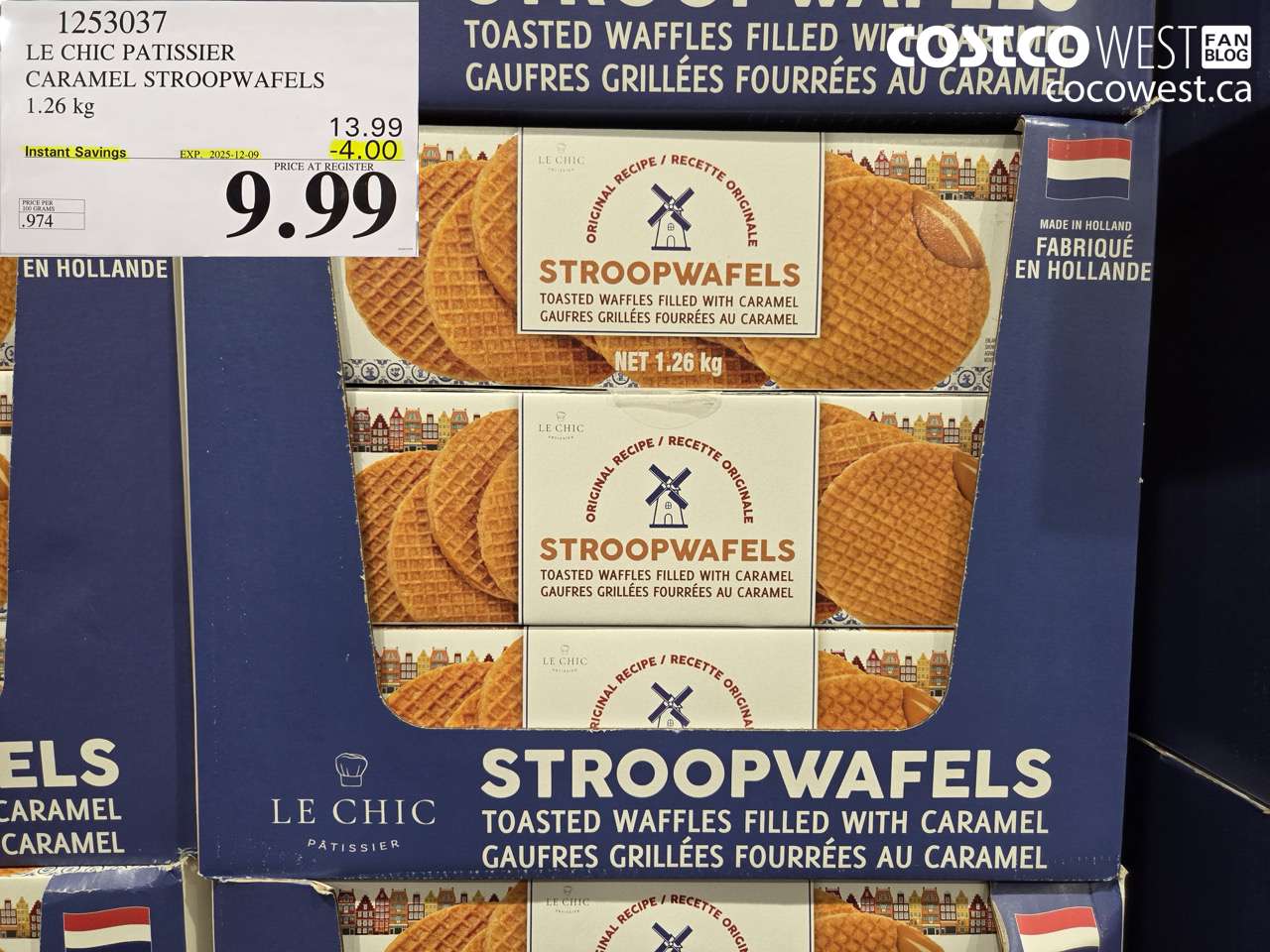1253037 LE CHIC PATISSIER CARAMEL STROOPWAFELS 1.26KG ($4.00 INSTANT SAVINGS EXPIRES ON 2025-12-09) $9.99